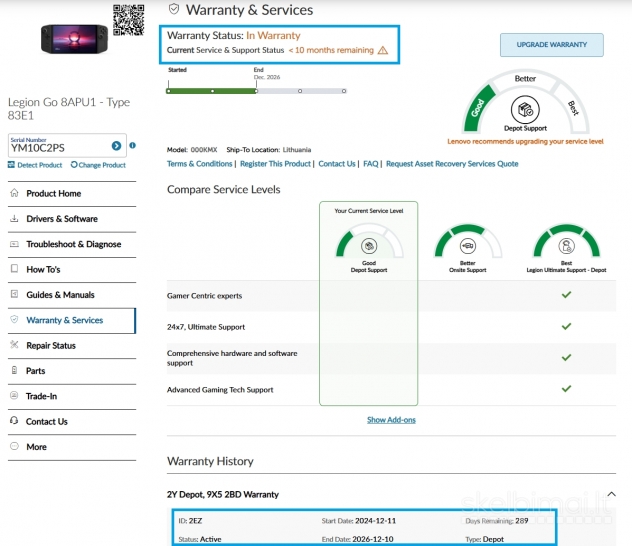 Lenovo Legion GO / Z1 Extreme / 16GB / 512GB / GPU 3GB / 144 Hz