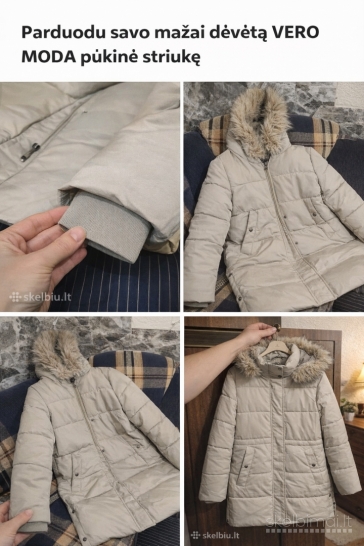 Vero Moda pūkinė striukė su kailiuku