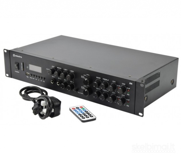 Adastra A4 dvigubas stereo stiprintuvas su mikšeriu ir vidiniu grotuvu 