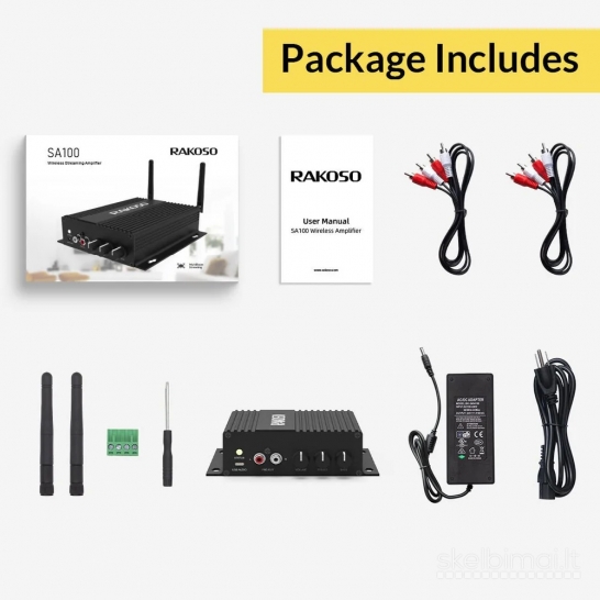 Arylic SA100 – D klasės ant sienos montuojamas integruotas stereo stiprintuvas