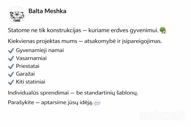 Karkasinių statinių įgyvendinimas