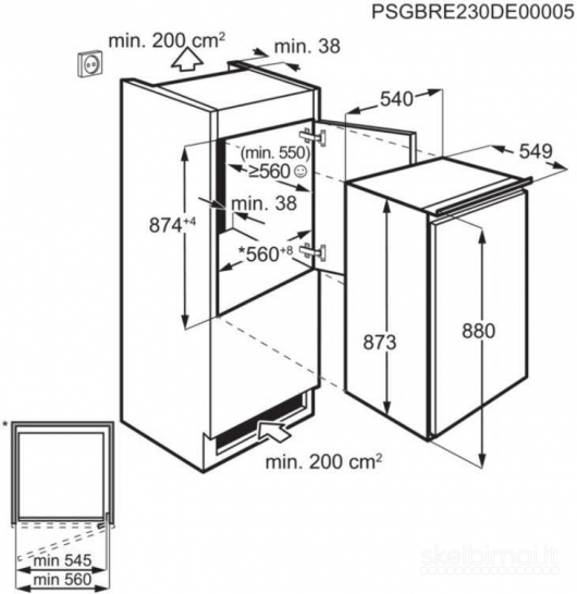 Šaldytuvas ELECTROLUX LFB2AE88S1 Įmontuojamas