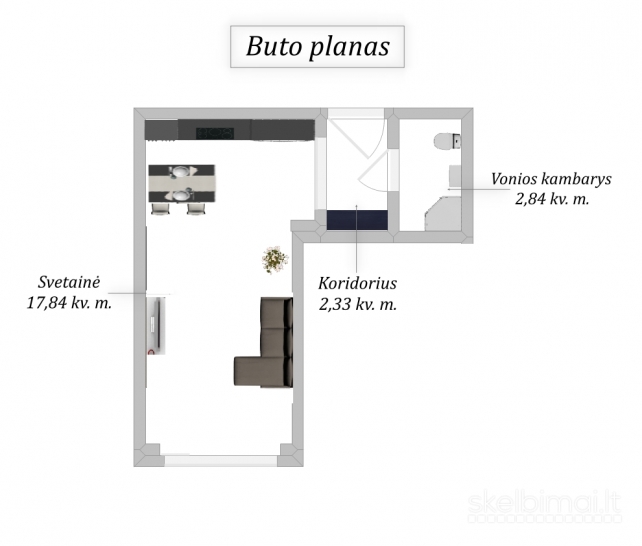 Parduodamas šviesus 23 kv.m "Bauhaus Mini Loftas" Kirtimų g.