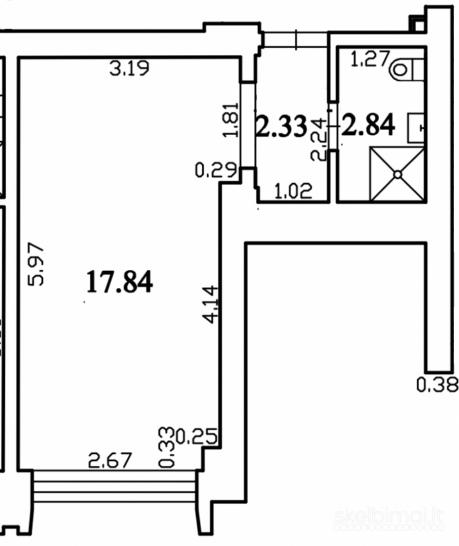Parduodamas šviesus 23 kv.m "Bauhaus Mini Loftas" Kirtimų g.