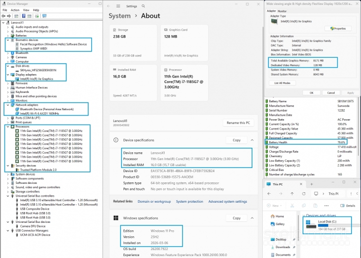 Lenovo ThinkPad X1 Carbon Gen 9 / i7 1185G7 / 16GB / 256GB NVMe / 1.12 KG