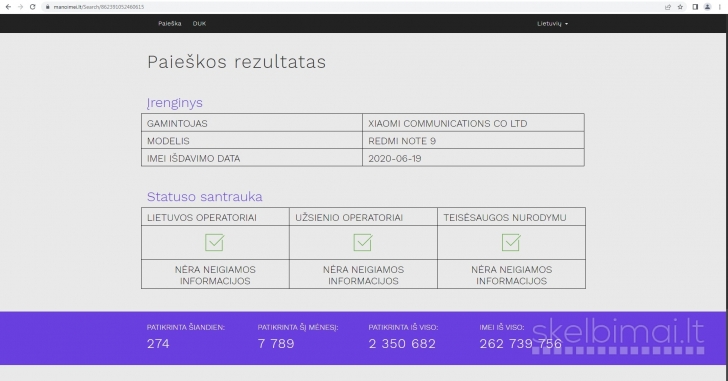 Xiaomi Redmi Note 9 geros būklės