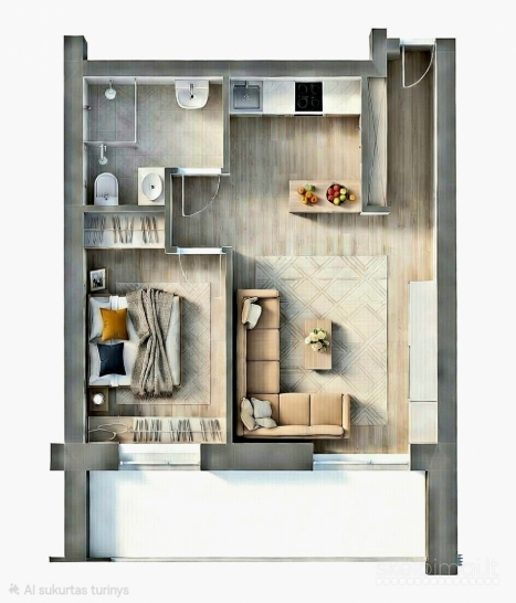  2 KAMBARIŲ BUTAS SU PARKINGU, NAUJAME NAME, KERNAVĖS G. 17, ŠNIPIŠKĖSE. 