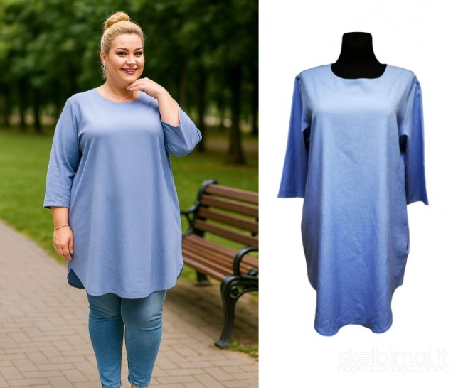 Ilga platėjanti palaidinė apkūnioms