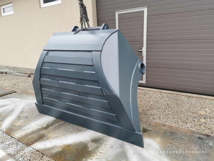 Kaušai mini krautuvui, kasimo, planiravimo, greitosios jungtys