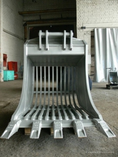 Kaušai ekskavatoriams, mini ekskavatoriams, greitosios jungtys.