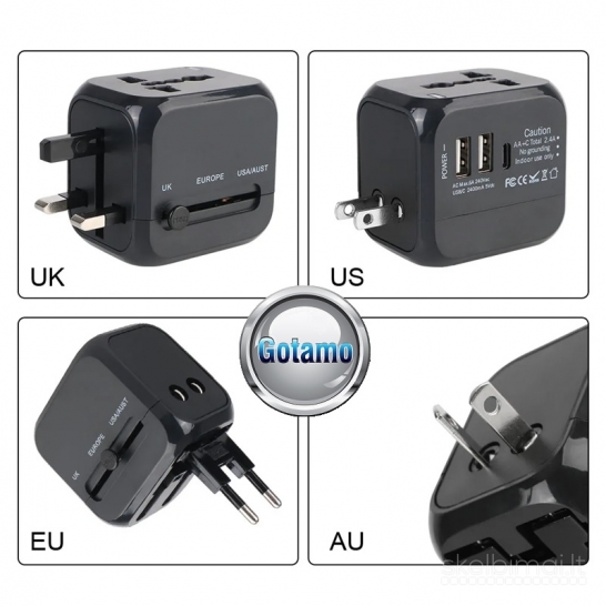 960 220V tinklo adapteris kelioninis All-in-One US / UK / AU / EU