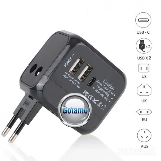 960 220V tinklo adapteris kelioninis All-in-One US / UK / AU / EU