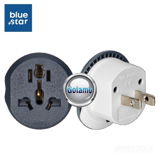 961 220V tinklo adapteris perėjimas į JAV (Type A) Blue Star universalus