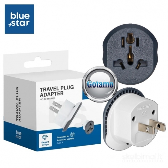 961 220V tinklo adapteris perėjimas į JAV (Type A) Blue Star universalus