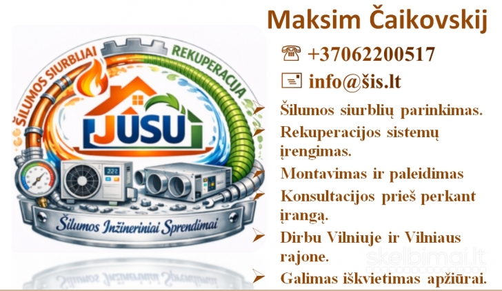 Šilumos siurbliai ORAS–VANDUO ir rekuperacija 