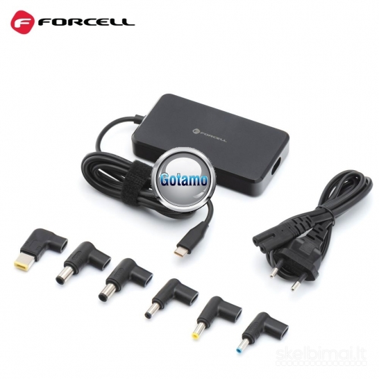 963 Universalus nešiojamo kompiuterio kroviklis Forcell 65W USB-C + antgaliai