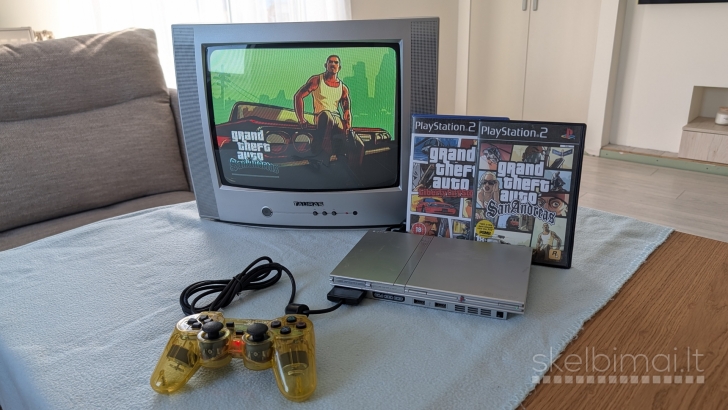 Sony PlayStation 2 Slim Silver SCPH-70004 PAL + 2 žaidimai