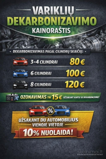 Mobilus variklių dekarbonizavimas ir salono ozonavimas