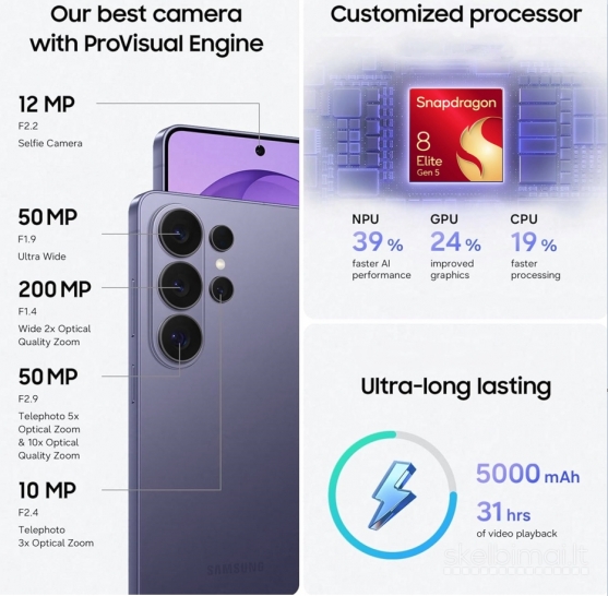 NAUJAS SAMSUNG GALAXY S26 ULTRA ANALOGAS + DĖKLAS DOVANŲ