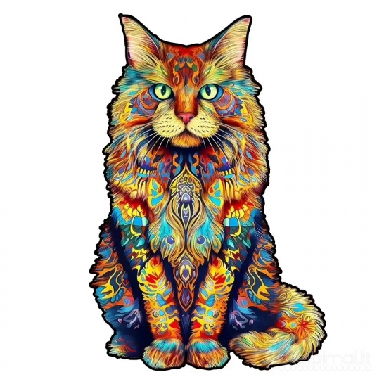 Cat-Shaped Wooden Jigsaw Puzzle