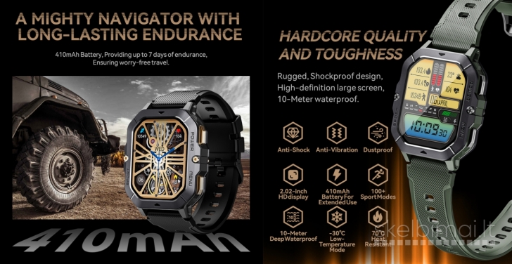 NAUJAS! CUBOT 2.02" HD IŠMANUSIS LAIKRODIS - SMART WATCH