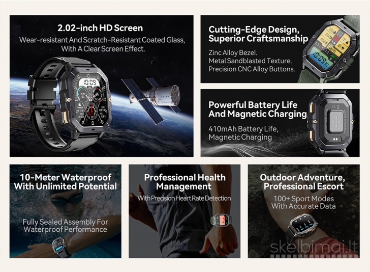 NAUJAS! CUBOT 2.02" HD IŠMANUSIS LAIKRODIS - SMART WATCH