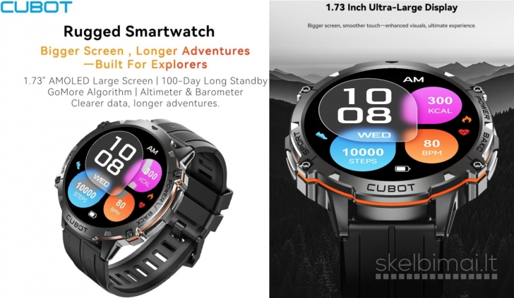 NAUJAS! CUBOT AMOLED 1.73" HD IŠMANUSIS LAIKRODIS - SMART WATCH