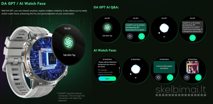 NAUJAS! CUBOT AMOLED 1.73" HD IŠMANUSIS LAIKRODIS - SMART WATCH