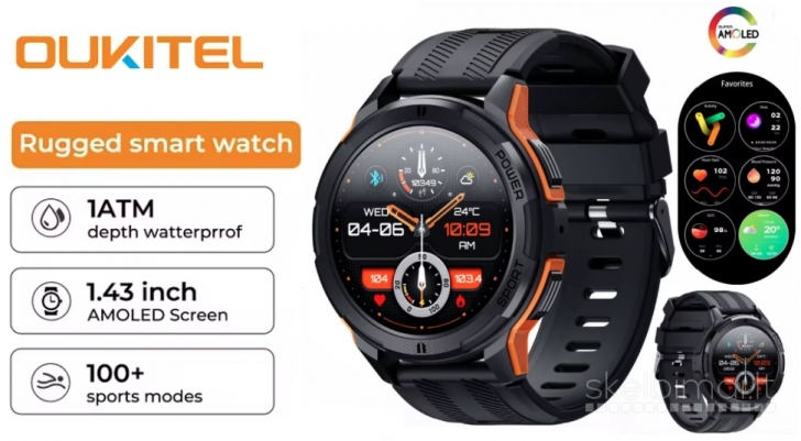 NAUJAS! OUKITEL 1.43" AMOLED HD IŠMANUSIS LAIKRODIS - SMART WATCH