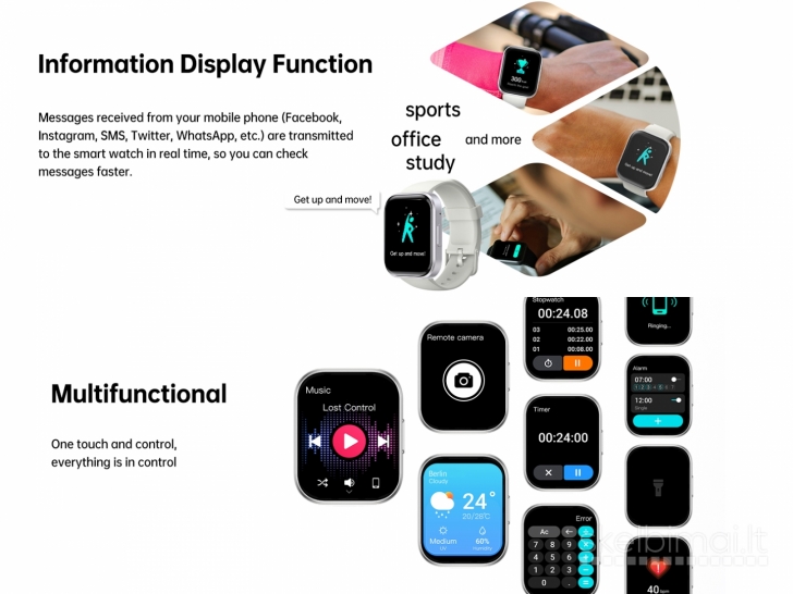 NAUJAS! OUKITEL 1.91" HD IŠMANUSIS LAIKRODIS - SMART WATCH