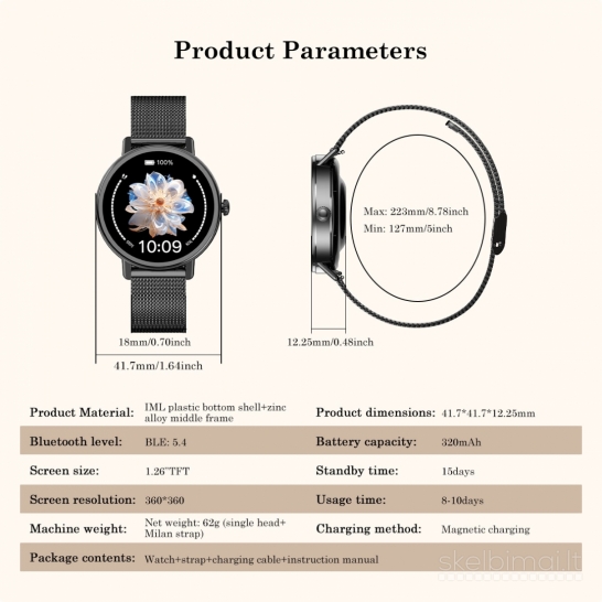 NAUJAS! BLACKVIEW LADY 1.26" HD IŠMANUSIS LAIKRODIS - SMART WATCH