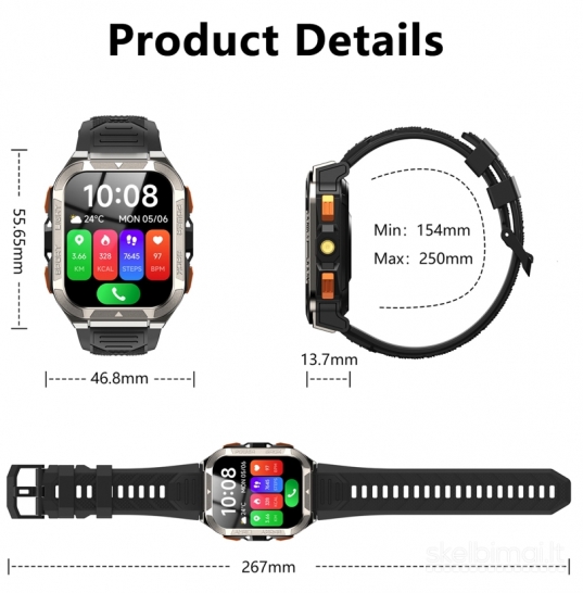 NAUJAS! BLACKVIEW PRO 1.91" HD  IŠMANUSIS LAIKRODIS - SMART WATCH