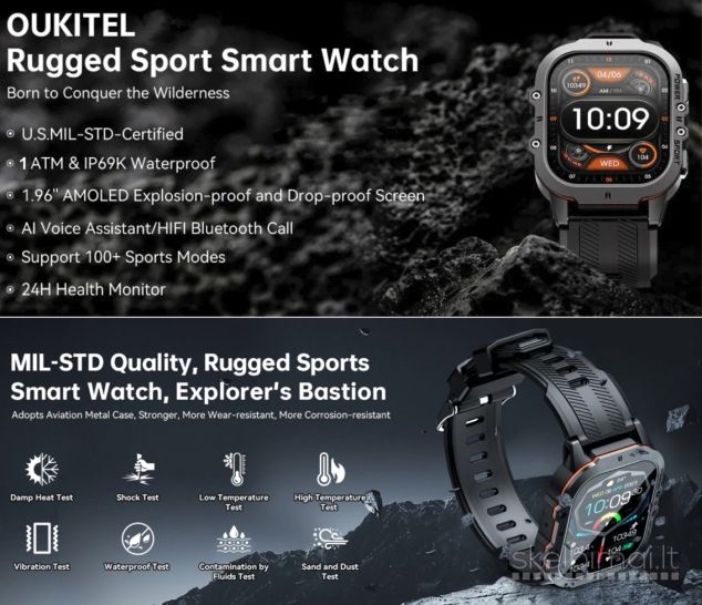 NAUJAS! OUKITEL 1.96" AMOLED HD IŠMANUSIS LAIKRODIS - SMART WATCH