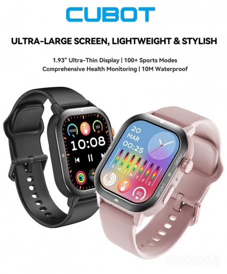 NAUJAS! CUBOT 1.93" HD IŠMANUSIS LAIKRODIS - SMART WATCH