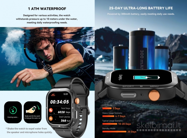 NAUJAS! CUBOT 1.93" HD IŠMANUSIS LAIKRODIS - SMART WATCH