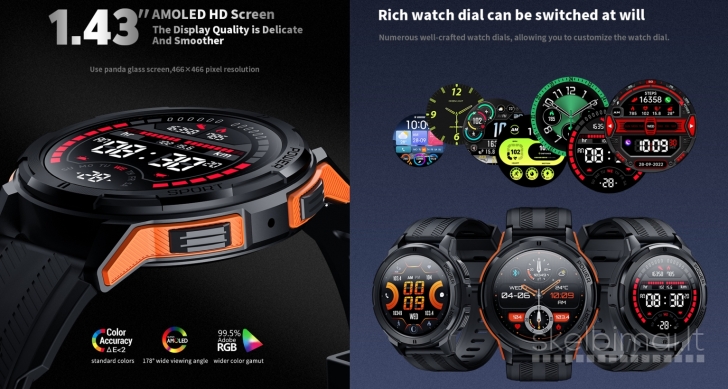 NAUJAS! OUKITEL 1.43" AMOLED HD IŠMANUSIS LAIKRODIS - SMART WATCH