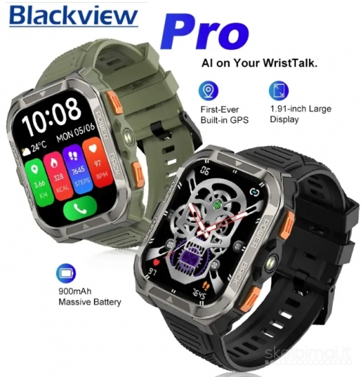 NAUJAS! BLACKVIEW PRO 1.91" HD IŠMANUSIS LAIKRODIS - SMART WATCH