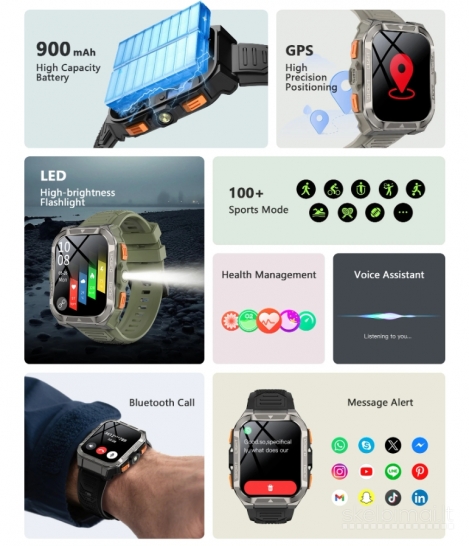 NAUJAS! BLACKVIEW PRO 1.91" HD IŠMANUSIS LAIKRODIS - SMART WATCH