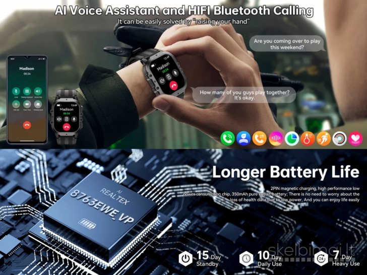 NAUJAS! OUKITEL 1.96" AMOLED HD IŠMANUSIS LAIKRODIS - SMART WATCH