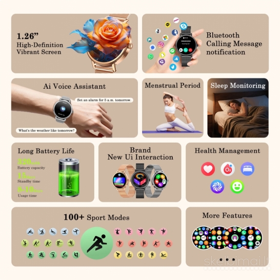 NAUJAS! BLACKVIEW LADY 1.26" HD IŠMANUSIS LAIKRODIS - SMART WATCH