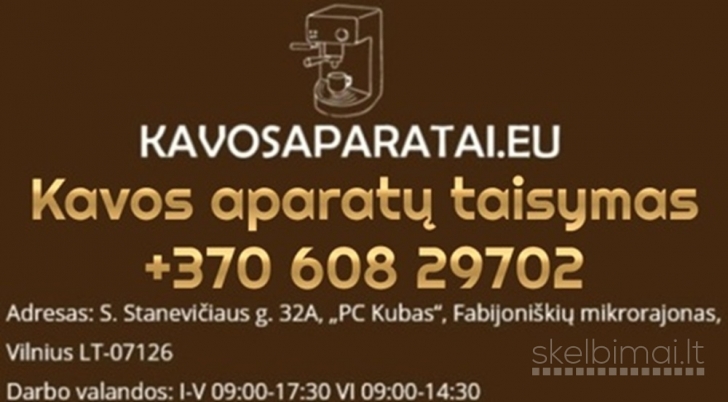 Kavos aparatų remontas Fabijoniškėse