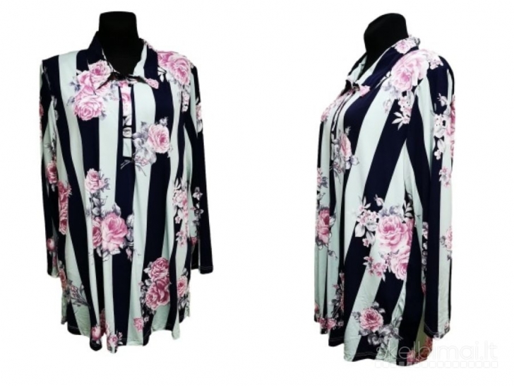 Elegantiška gėlėta palaidinė. Dideli dydžiai