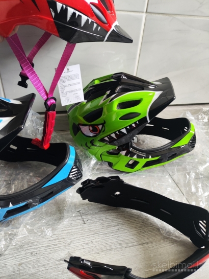 Naujas Vaikiškas Šalmas motociklui dviračiui vaikams su smakro apsauga