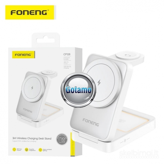 1004 Bevielio įkrovimo stotelė 3in1 15W Foneng MagSafe