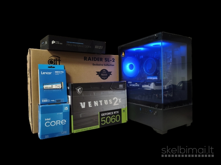 Naujas Rtx 5060 Intel® i5 12400f RAM 16gb Nvme SSD