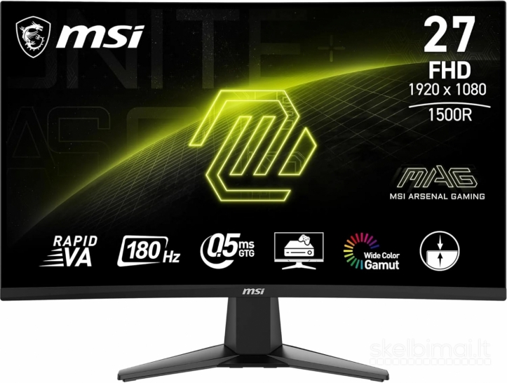 Naujas 27'' Msi Curved Gaming 180hz 1 m/s