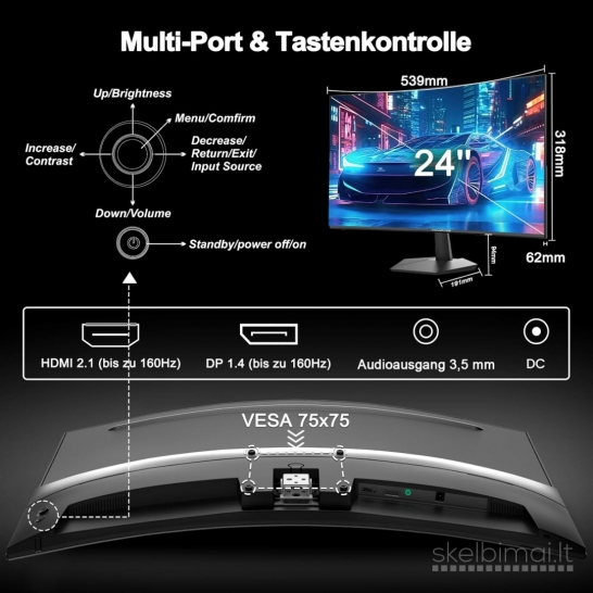 Naujas Lenktas 24" (160hz) Fhd 1 ms Gaming