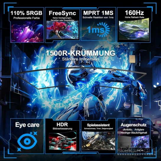 Naujas Lenktas 24" (160hz) Fhd 1 ms Gaming