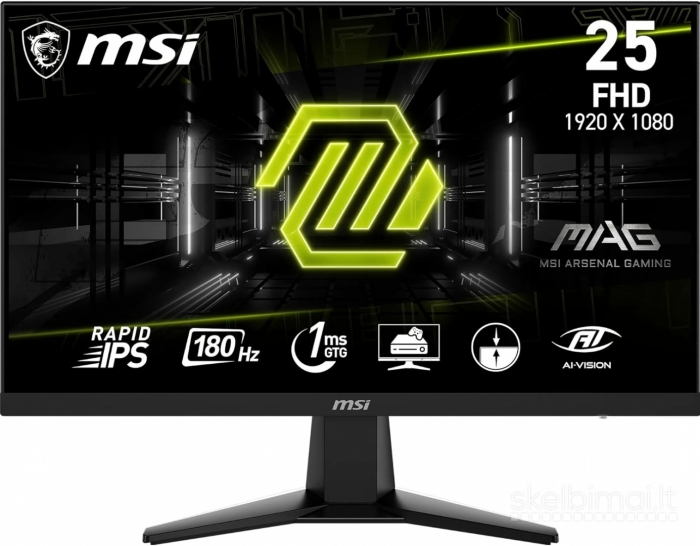 Msi Mag 24.5'' Fhd Gaming 180hz 1 ms Naujas 120 EUR su PVM