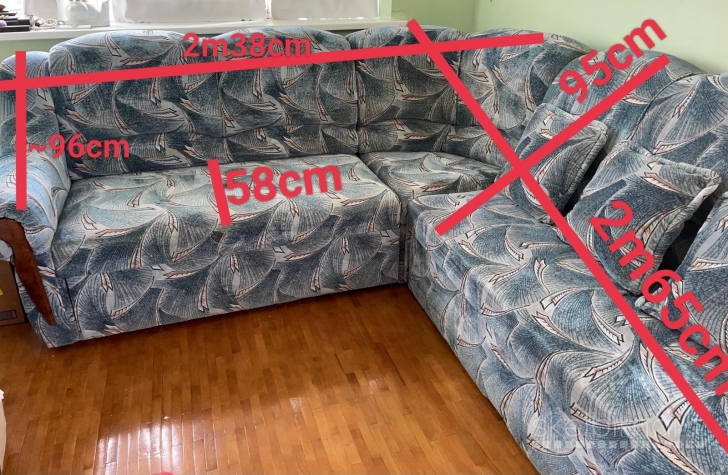 Minkštas kampas su miegama dalimi, funkcija ir patalynės dėže, daiktadėže